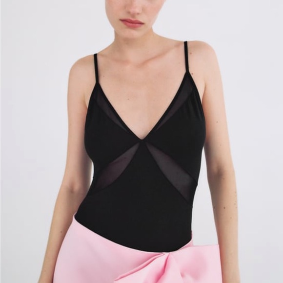 ZARA mesh insert bodysuit NWT - Picture 1 of 5